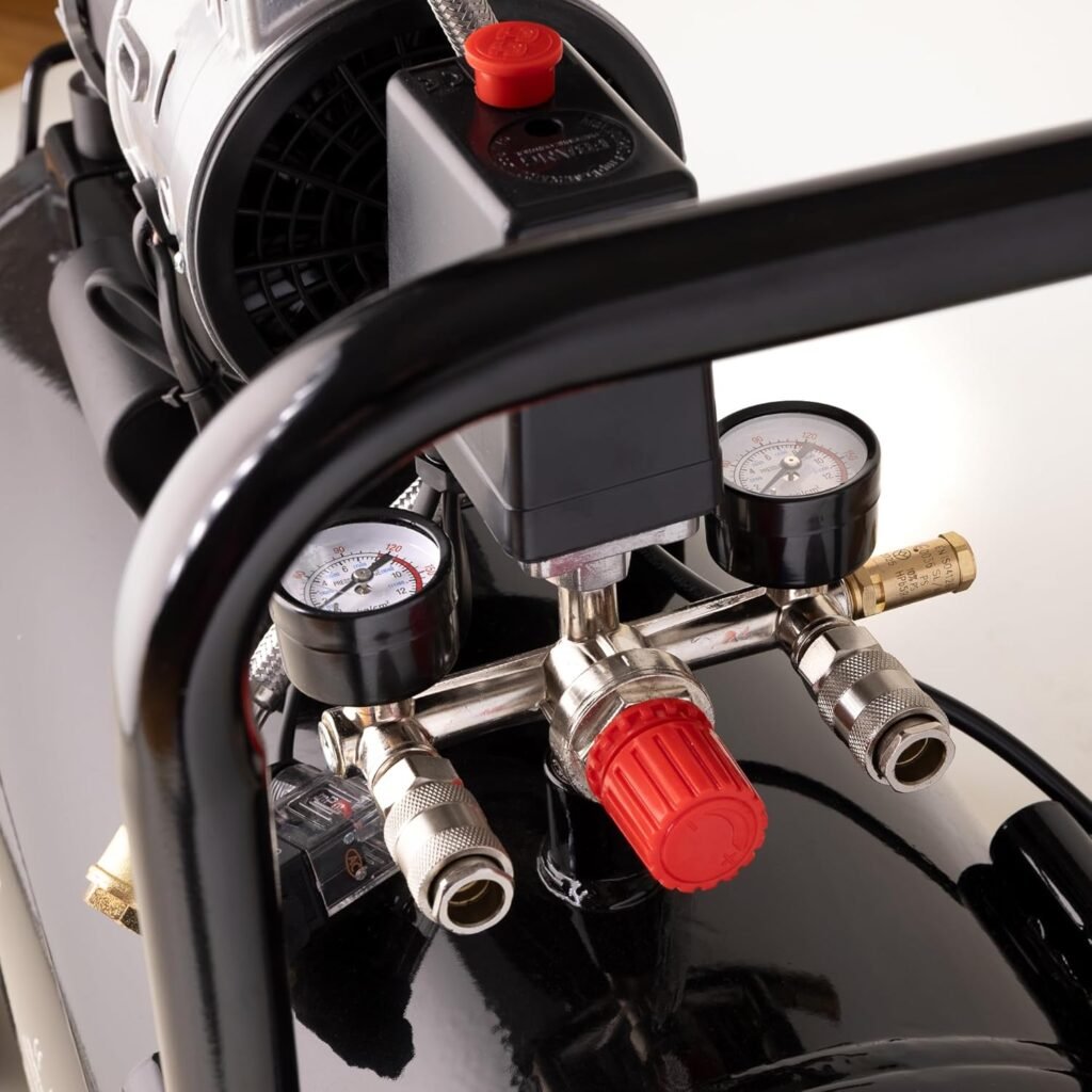 24L Air Compressor Low Noise Oil Free Electric Portable 5.2CFM with Pressure Regulator (24L)