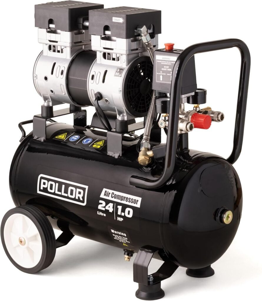 24L Air Compressor Low Noise Oil Free Electric Portable 5.2CFM with Pressure Regulator (24L)