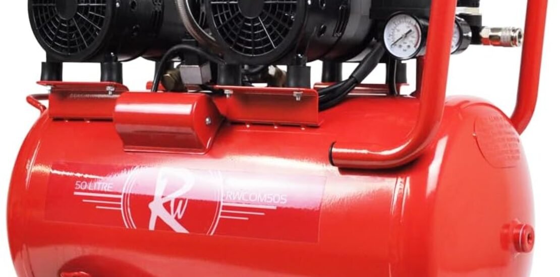 Air Compressor Electric 50L Litre 2HP 1500w Silent Portable Oil Free 8bar 116psi 11CFM Workshop Garage 230v 3 Pin 13amp UK Plug Red Low Noise 39kg Review (2026)