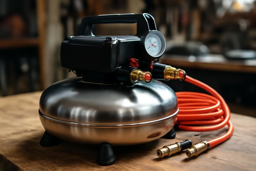 flat compact pancake air compressor portable affordable quiet