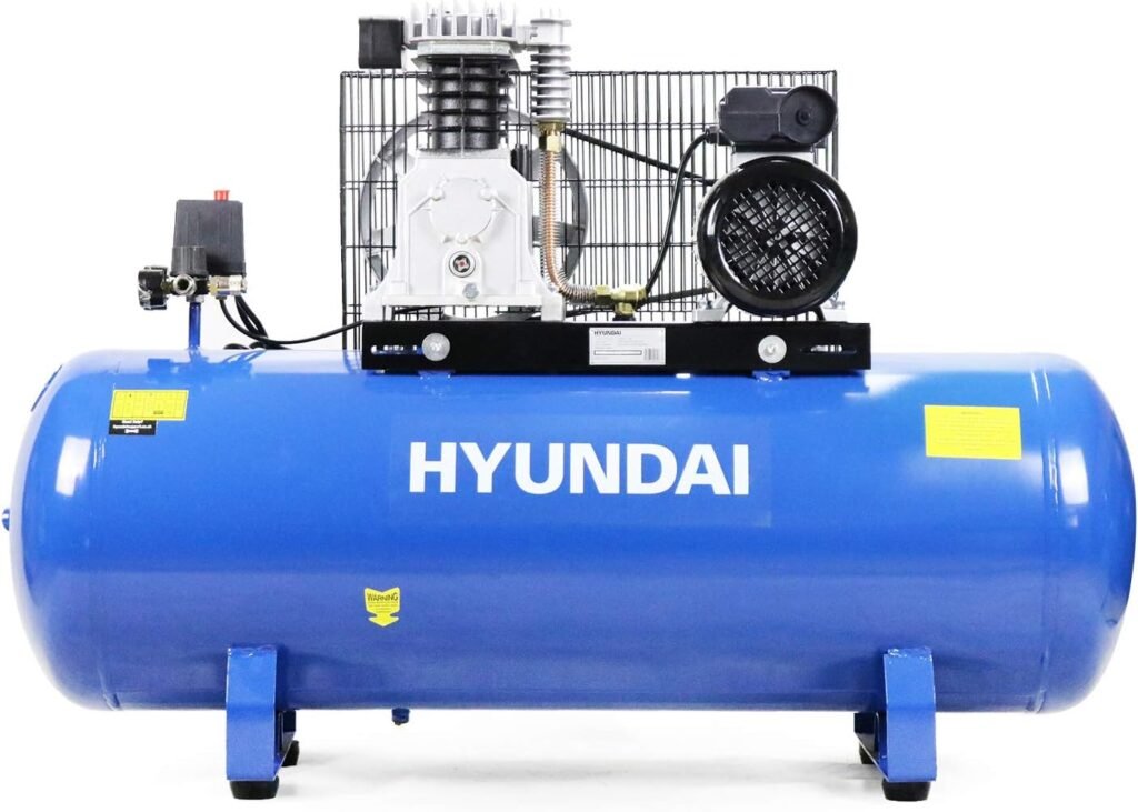 Hyundai 150L Air Compressor 3HP Twin Cylinder Belt Drive, 14CFM 145psi Low Noise Electric Workshop Compressor for Tools, Spray Painting Inflation Hyundai 150L Air Compressor 3HP Twin Cylinder Belt Drive, 14CFM 145psi Low Noise Electric Workshop Compressor for Tools, Spray Painting Inflation