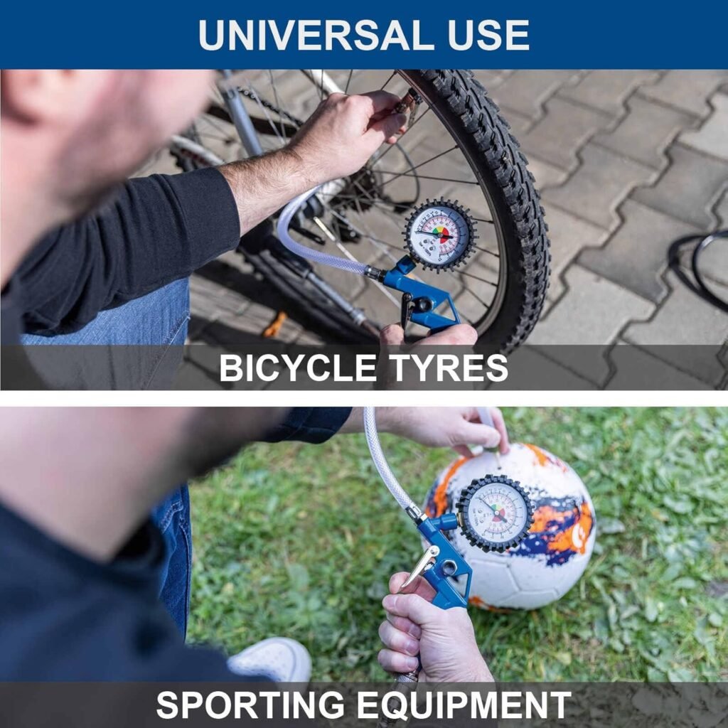 Scheppach Airforce Air Compressor | 1100W Portable Electric Tyre Bike Inflator | Bar | Inc. 4m Hose  Cable, Air Gun, Tyre Inflator Adapters