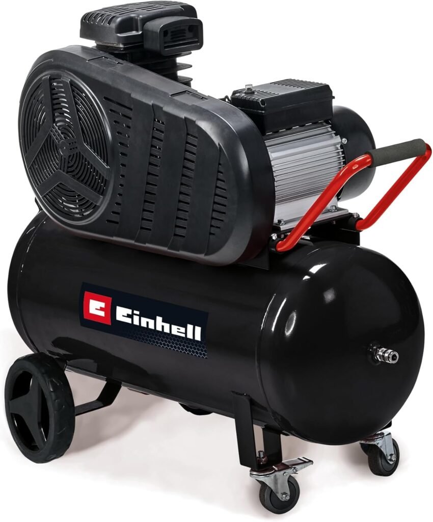Einhell 50L Belt Driven Air Compressor 3000W, 240V, Bar, PSI, L/m Intake Capacity, Pressure Reducer, Quick Coupling - TE-AC/50/10 Compressor for Workshops