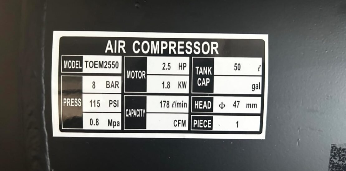 Portable Electric Air Compressor 50L 178LPM 8 BAR / 115PSI (2.5HP 1.8KW Lightweight Garage Workshop) Review (2026)