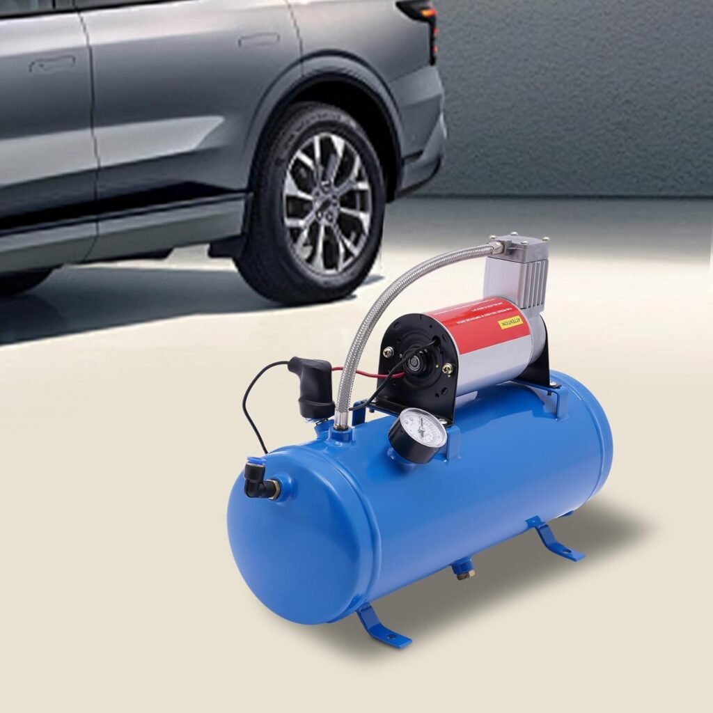 MINRS Quiet Compressor Air Compressor Bar 6L Boiler 12V with 3.8m Hose Bar Cut Automatic Open at Bar
