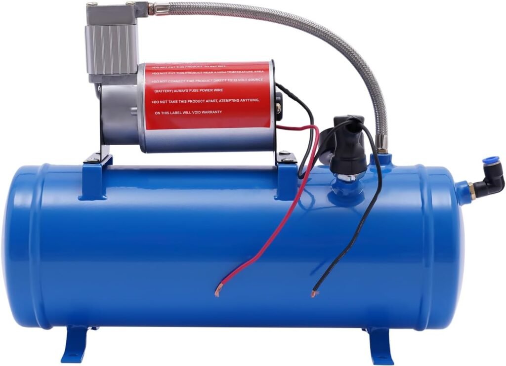 MINRS Quiet Compressor Air Compressor Bar 6L Boiler 12V with 3.8m Hose Bar Cut Automatic Open at Bar