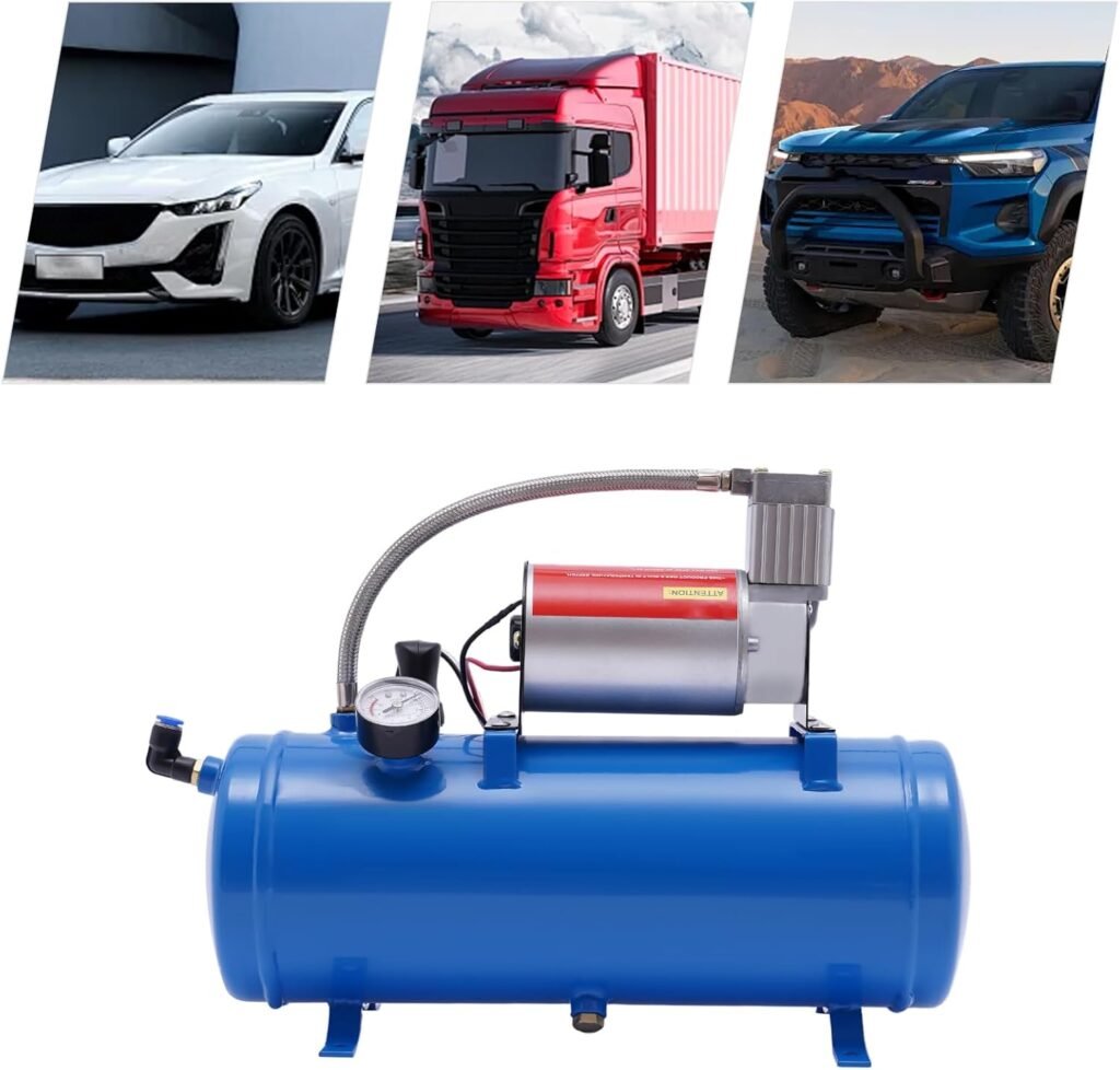MINRS Quiet Compressor Air Compressor Bar 6L Boiler 12V with 3.8m Hose Bar Cut Automatic Open at Bar