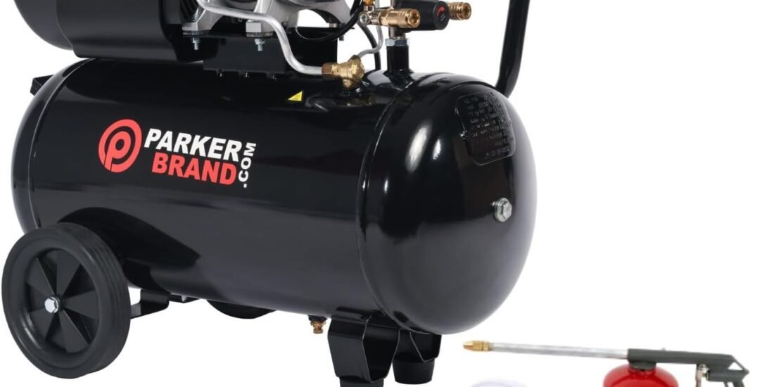 ParkerBrand.com 50L Air Compressor – Direct Drive | 3HP, 13.8 CFM | Complete with 5-Piece Air Tool Kit