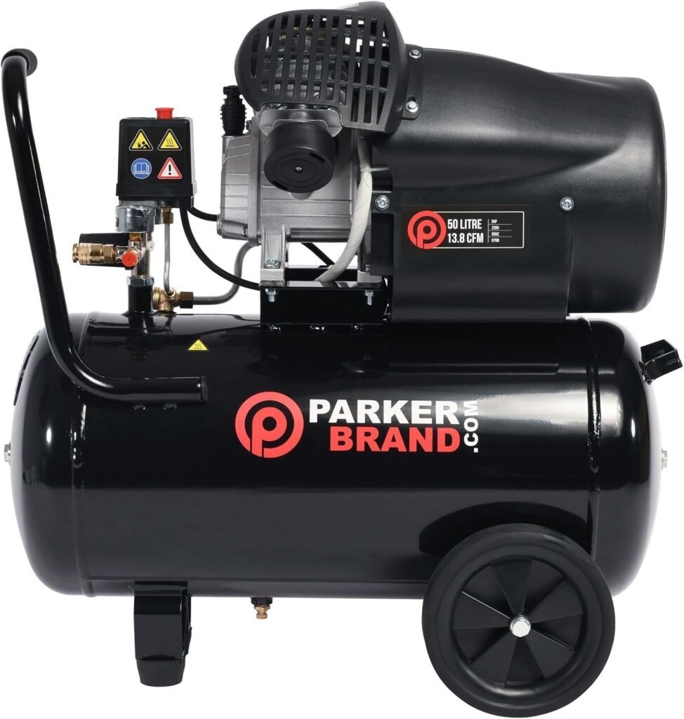 ParkerBrand.com 50L Air Compressor - Direct Drive | 3HP, 13.8 CFM | Complete with 5-Piece Air Tool Kit ParkerBrand.com 50L Air Compressor - Direct Drive | 3HP, 13.8 CFM | Complete with 5-Piece Air Tool Kit